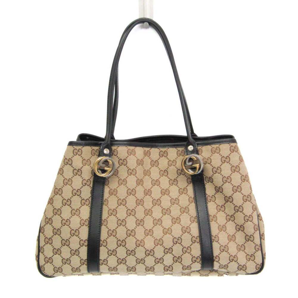 GUCCI Authentic Black Canvas Tote Bag